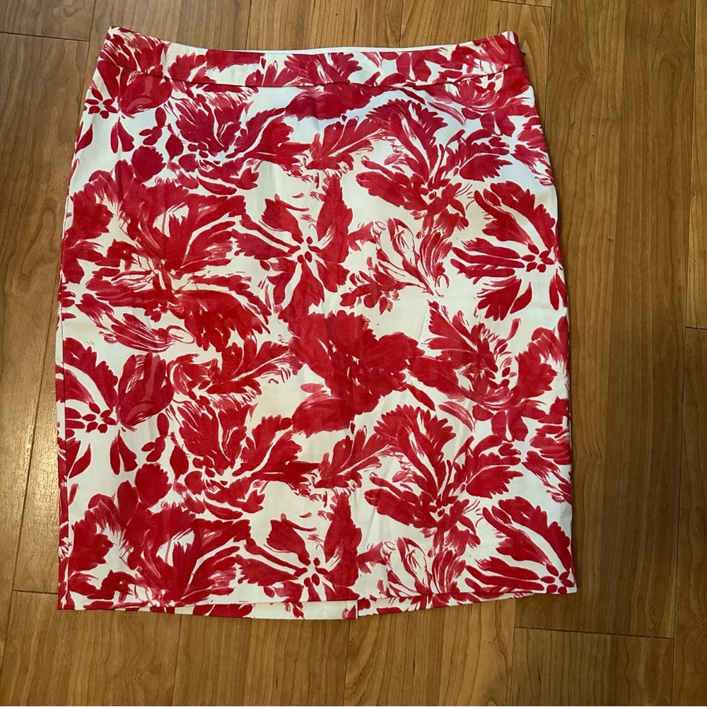 The Limited Red and White Floral Pencil Skirt